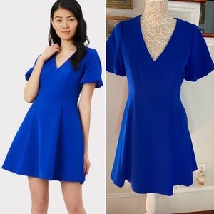 MILLY Amelia Cady Dress Cobalt Blue Puffy Sleeves Sz 6